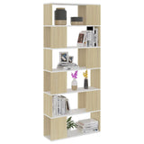 NNEVL Book Cabinet Room Divider White and Sonoma Oak 80x24x186 cm Chipboard