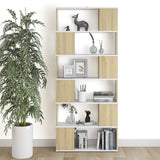 NNEVL Book Cabinet Room Divider White and Sonoma Oak 80x24x186 cm Chipboard