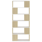 NNEVL Book Cabinet Room Divider White and Sonoma Oak 80x24x186 cm Chipboard