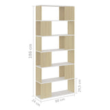 NNEVL Book Cabinet Room Divider White and Sonoma Oak 80x24x186 cm Chipboard