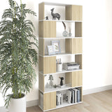 NNEVL Book Cabinet Room Divider White and Sonoma Oak 80x24x186 cm Chipboard