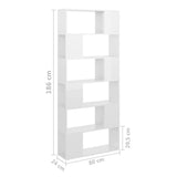 NNEVL Book Cabinet Room Divider High Gloss White 80x24x186 cm Chipboard
