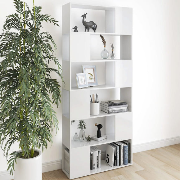 NNEVL Book Cabinet Room Divider High Gloss White 80x24x186 cm Chipboard