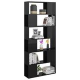 NNEVL Book Cabinet Room Divider High Gloss Black 80x24x186 cm Chipboard