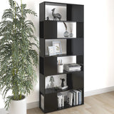 NNEVL Book Cabinet Room Divider High Gloss Black 80x24x186 cm Chipboard