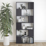 NNEVL Book Cabinet Room Divider High Gloss Grey 80x24x186 cm Chipboard