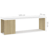 NNEVL TV Cabinet White and Sonoma Oak 100x24x32 cm Chipboard