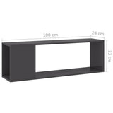 NNEVL TV Cabinet High Gloss Grey 100x24x32 cm Chipboard