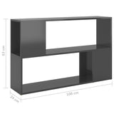NNEVL Book Cabinet High Gloss Grey 100x24x63 cm Chipboard