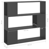 NNEVL Book Cabinet Room Divider Grey 100x24x94 cm