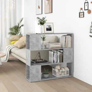 NNEVL Book Cabinet Room Divider Concrete Grey 100x24x94 cm