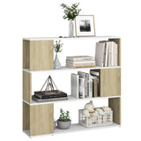 NNEVL Book Cabinet Room Divider White and Sonoma Oak 100x24x94 cm