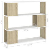 NNEVL Book Cabinet Room Divider White and Sonoma Oak 100x24x94 cm
