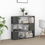 NNEVL Book Cabinet Room Divider High Gloss Grey 100x24x94 cm