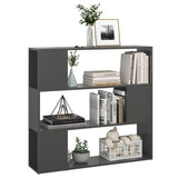 NNEVL Book Cabinet Room Divider High Gloss Grey 100x24x94 cm