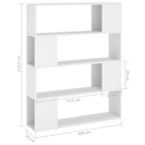 NNEVL Book Cabinet Room Divider White 100x24x124 cm