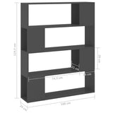 NNEVL Book Cabinet Room Divider Grey 100x24x124 cm