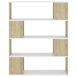 NNEVL Book Cabinet Room Divider White and Sonoma Oak 100x24x124 cm