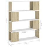 NNEVL Book Cabinet Room Divider White and Sonoma Oak 100x24x124 cm