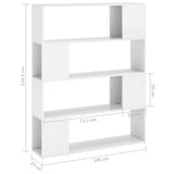 NNEVL Book Cabinet Room Divider High Gloss White 100x24x124 cm