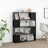 NNEVL Book Cabinet Room Divider High Gloss Black 100x24x124 cm