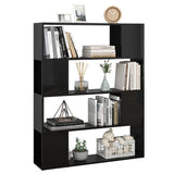 NNEVL Book Cabinet Room Divider High Gloss Black 100x24x124 cm