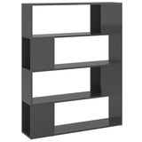 NNEVL Book Cabinet Room Divider High Gloss Grey 100x24x124 cm