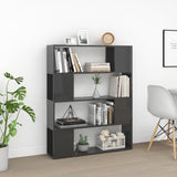 NNEVL Book Cabinet Room Divider High Gloss Grey 100x24x124 cm