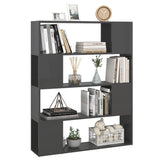 NNEVL Book Cabinet Room Divider High Gloss Grey 100x24x124 cm