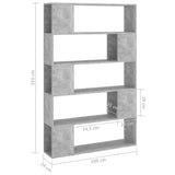 NNEVL Book Cabinet Room Divider Concrete Grey 100x24x155 cm Chipboard