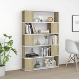 NNEVL Book Cabinet Room Divider White and Sonoma Oak Chipboard