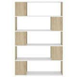 NNEVL Book Cabinet Room Divider White and Sonoma Oak Chipboard