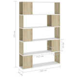 NNEVL Book Cabinet Room Divider White and Sonoma Oak Chipboard