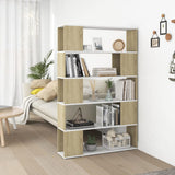 NNEVL Book Cabinet Room Divider White and Sonoma Oak Chipboard