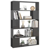 NNEVL Book Cabinet Room Divider High Gloss Grey Chipboard