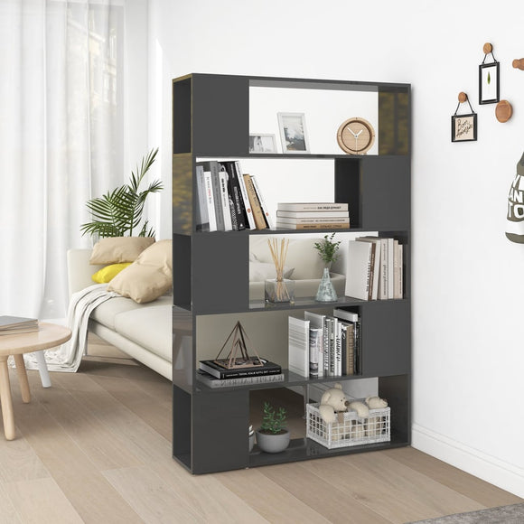 NNEVL Book Cabinet Room Divider High Gloss Grey Chipboard