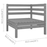 NNEVL Garden Corner Sofa Grey Solid Pinewood