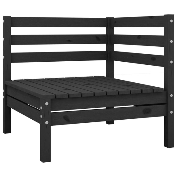 NNEVL Garden Corner Sofa Black Solid Pinewood
