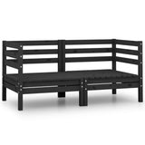 NNEVL Garden Corner Sofas 2 pcs Black Solid Pinewood