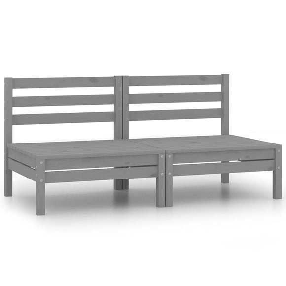 NNEVL Garden Middle Sofas 2 pcs Grey Solid Pinewood