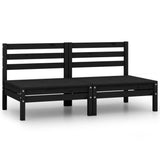 NNEVL Garden Middle Sofas 2 pcs Black Solid Pinewood