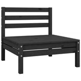 NNEVL Garden Middle Sofas 2 pcs Black Solid Pinewood