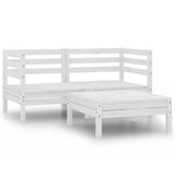 NNEVL 3 Piece Garden Lounge Set Solid Pinewood White