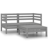 NNEVL 3 Piece Garden Lounge Set Solid Pinewood Grey