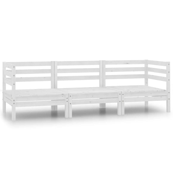 NNEVL 3 Piece Garden Lounge Set Solid Pinewood White