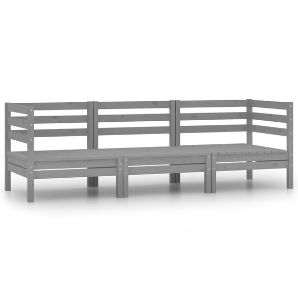 NNEVL 3 Piece Garden Lounge Set Solid Pinewood Grey
