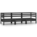 NNEVL 3 Piece Garden Lounge Set Solid Pinewood Black