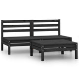 NNEVL 3 Piece Garden Lounge Set Solid Pinewood Black