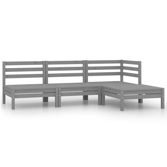 NNEVL 4 Piece Garden Lounge Set Solid Pinewood Grey