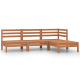 NNEVL 4 Piece Garden Lounge Set Solid Pinewood Honey Brown
